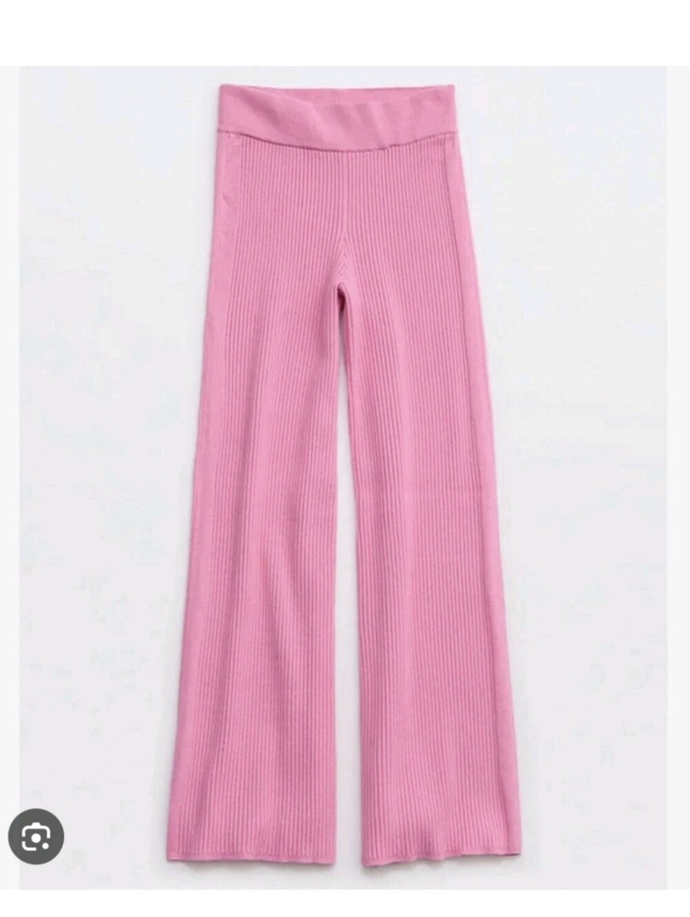 Aerie Gotta Jet high-waisted wide-leg Ribbed knit Pants Pink Sweater Sz XS